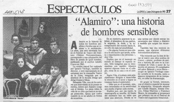 "Alamiro", una historia de hombres sensibles  [artículo] J. L.