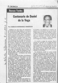 Centenario de Daniel de la Vega  [artículo] Horacio Hernández Anderson.