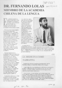 Dr. Fernando Lolas miembro de la Academia Chilena de la Lengua  [artículo] J. M. W.