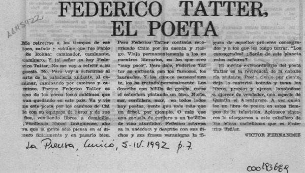 Federico Tatter, el poeta