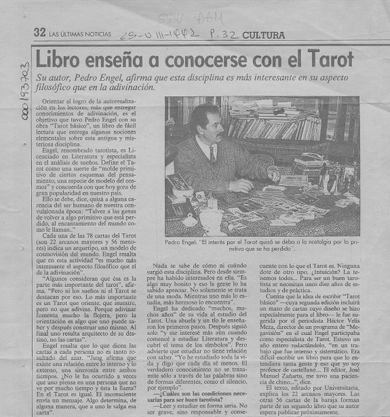 Libro enseña a conocerse con el Tarot  [artículo].