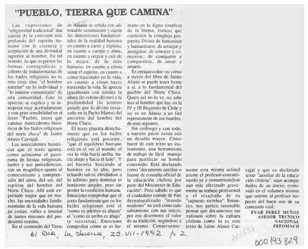 "Pueblo, tierra que camina"  [artículo] Evar Pérez Muñoz.