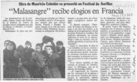 "Malasangre" recibe elogios en Francia  [artículo].