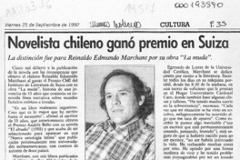 Novelista chileno ganó premio en Suiza  [artículo].