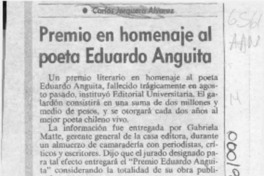 Premio en homenaje al poeta Eduardo Anguita  [artículo].