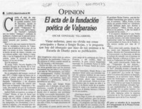 El acta de la fundación poética de Valparaíso  [artículo] Oscar González Villarroel.