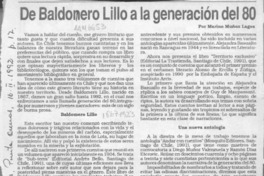 De Baldomero Lillo a la generación del 80  [artículo] Marino Muñoz lagos.
