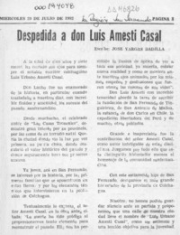 Despedida a don Luis Amesti Casal  [artículo] José Vargas Badilla.