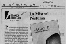 La Mistral póstuma  [artículo] Carlos Iturra.