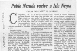 Pablo Neruda vuelve a Isla Negra  [artículo] Oscar González Villarroel.