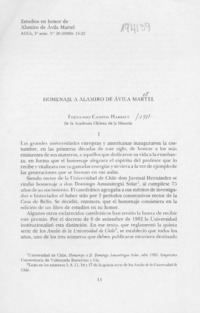 Homenaje a Alamiro Avila Martel  [artículo] Fernando Campos Harriet.