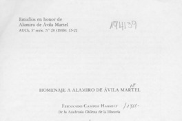Homenaje a Alamiro Avila Martel  [artículo] Fernando Campos Harriet.