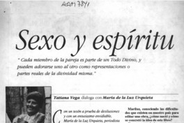 Sexo y espíritu  [artículo] Tatiana Vega.