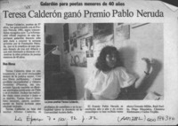 Teresa Calderón ganó Premio Pablo Neruda  [artículo].