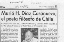 Murió H. Díaz Casanueva, el poeta filósofo de Chile  [artículo].