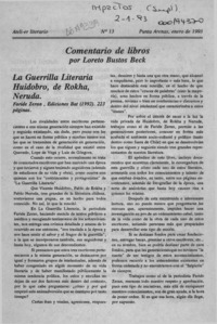 La guerrilla literaria Huidobro-De Rokha-Neruda  [artículo] Ana María Larraín.
