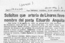 Solicitan que arteria de Linares lleve nombre del poeta Eduardo Anguita  [artículo].