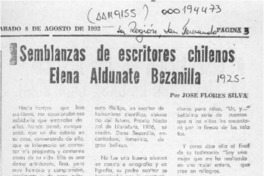 Semblanzas de escritores chilenos Elena Aldunate Bezanilla  [artículo] José Flores Silva.