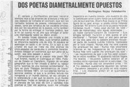 Dos poetas diametralmente opuestos  [artículo] Wellington Rojas Valdebenito.
