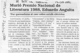 Murió Premio Nacional de Literatura 1988, Eduardo Anguita  [artículo].