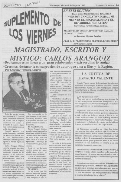 Magistrado, escritor y místico, Carlos Aránguiz