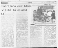 Escritora cabildana visitó la ciudad  [artículo].
