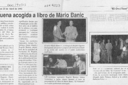 Buena acogida a libro de Mario Banic  [artículo].