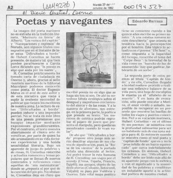 Poetas y navegantes  [artículo] Eduardo Barraza.