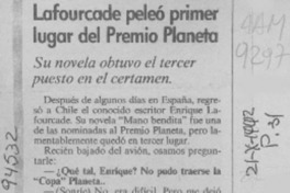 Lafourcade peleó primer lugar del Premio Planeta  [artículo].