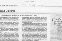 Presentaron "Familias fundadoras de Chile"  [artículo].