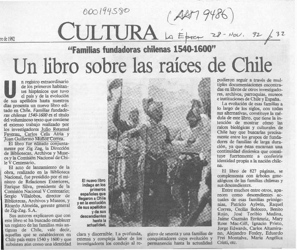 Un Libro sobre las raices de Chile  [artículo].