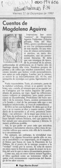 Cuentos de Magdalena Aguirre  [artículo] Hugo Montes Brunet.