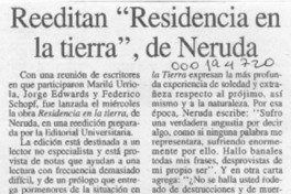 Reeditan "Residencia en la tierra", de Neruda  [artículo].