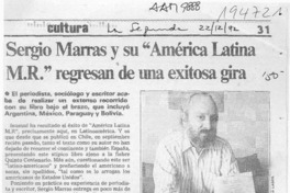 Sergio Marras y su "América Latina M. R." regresan de una exitosa gira  [artículo] A. O. Q.