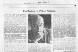 Hablemos de Pablo Neruda  [artículo] Manuel Munizaga Iribarren.