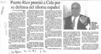 Puerto Rico premió a Cela por su defensa del idioma español  [artículo].