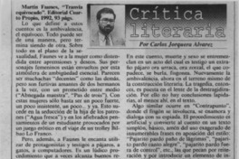 Martín Faunes, "Tranvía equivocado"  [artículo] Carlos Jorquera Alvarez.
