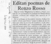 Editan poemas de Renzo Rosso  [artículo].