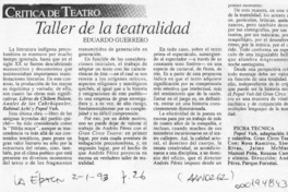 Taller de teatralidad  [artículo] Eduardo Guerrero.