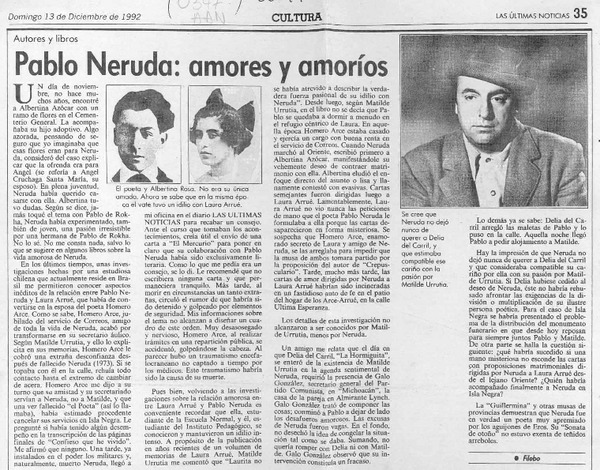 Pablo Neruda, amores y amoríos  [artículo] Filebo.
