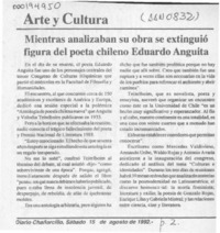 Mientras analizaban su obra se extinguió figura del poeta chileno Eduardo Anguita  [artículo].