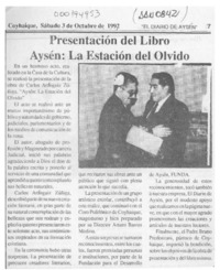 Presentación del libro Aysén, la estación del olvido  [artículo].