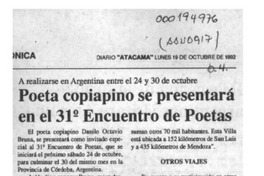 Poeta copiapino se presentará en el 31o. Encuentro de Poetas  [artículo].