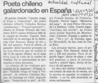 Poeta chileno galardonado en España  [artículo].