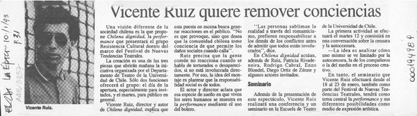 Vicente Ruiz quiere remover conciencias  [artículo].