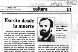 Escrito desde la muerte  [artículo] Marco Antonio de la Parra.
