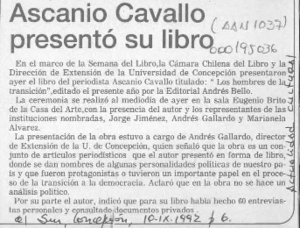 Ascanio Cavallo presentó su libro  [artículo].