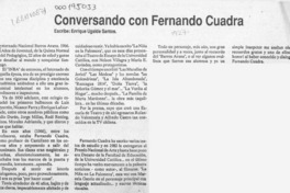 Conversando con Fernando Cuadra  [artículo] Enrique Ugalde Santos.