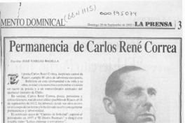 Permanencia de Carlos René Correa  [artículo] José Vargas Badilla.