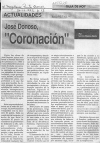 José Donoso, "Coronación"  [artículo] Loreto Bustos Beck.